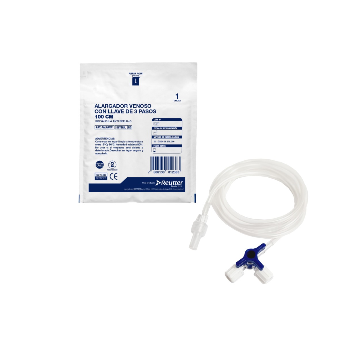 ALARGADOR VENOSO 10 CM CON LLAVE 3 PASO CAJA X 50 UNIDADES
