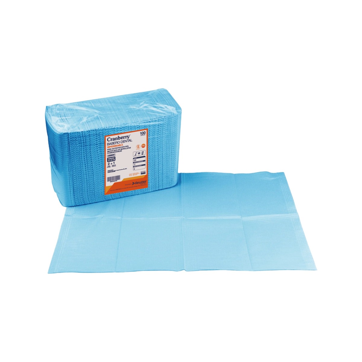 BABERO DENTAL AZUL 3 CAPAS BOLSA X 100 UNIDADES