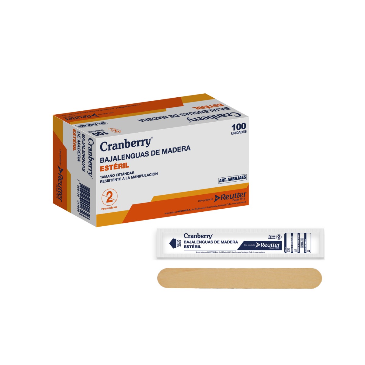 BAJALENGUAS DE MADERA ESTERIL CAJA X 100 UNIDADES