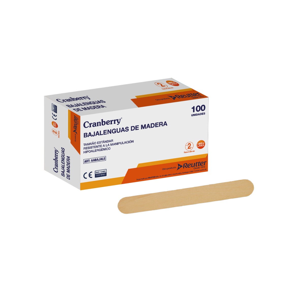 BAJALENGUAS DE MADERA CAJA X 100 UNIDADES NO ESTERIL