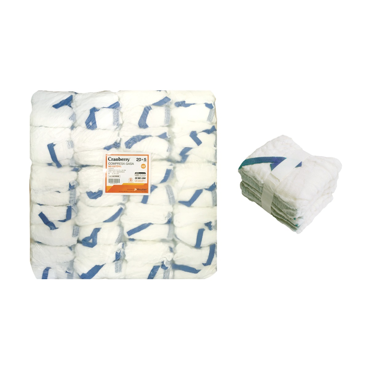 COMPRESA GASA NO ESTERIL CINTA AZUL X100 UNIDADES