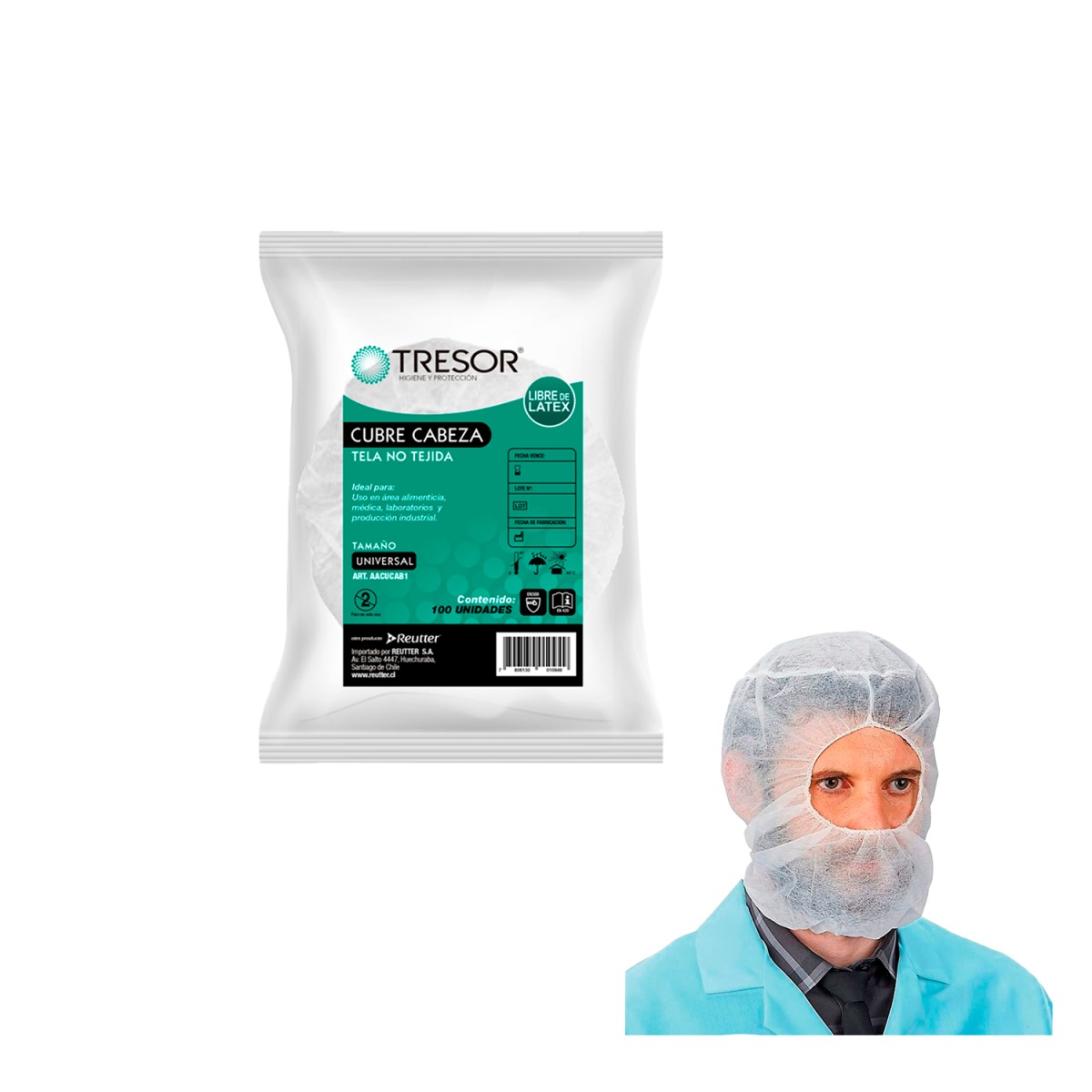 CUBRE CABEZA DESECHABLE BOLSA X 100 UNIDADES