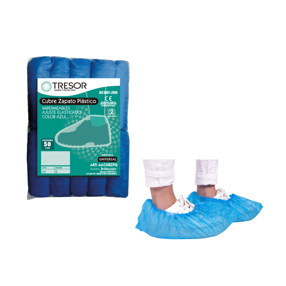 CUBREZAPATO PLASTICO AZUL EN BOLSA X 100