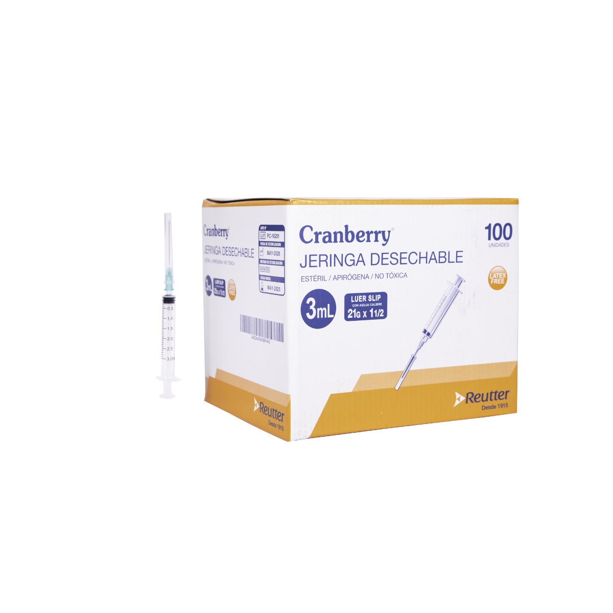 JERINGA 10CC LUER SLIP CON AGUJA 21X1 1/2 CAJA X100 UNIDADES