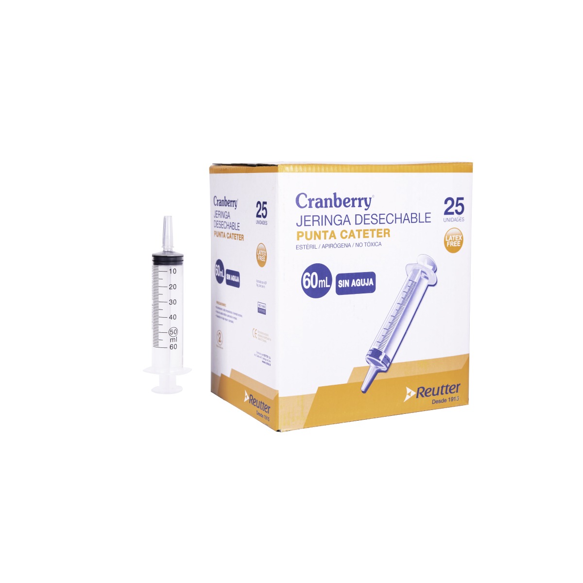 JERINGA 60CC SIN AGUJA PUNTA CATETER CAJA X 25 UNIDADES