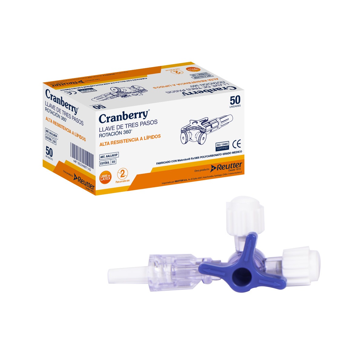 LLAVE 3 PASOS ROT 360º ESTERIL CAJA X 50 UNIDADES