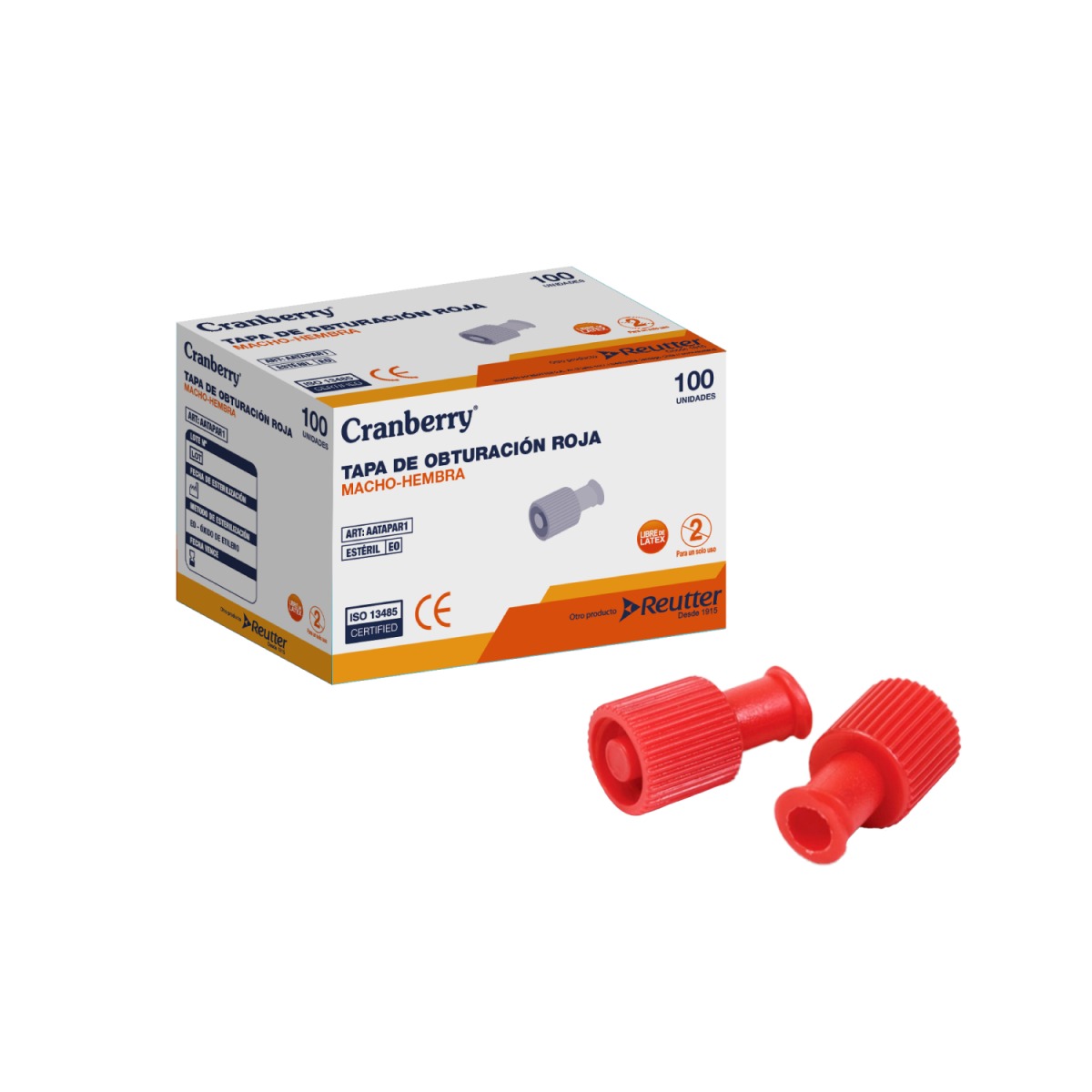 TAPA DE OBTURACION ROJA MACHO-HEMBRA CAJA X 100 UNIDADES