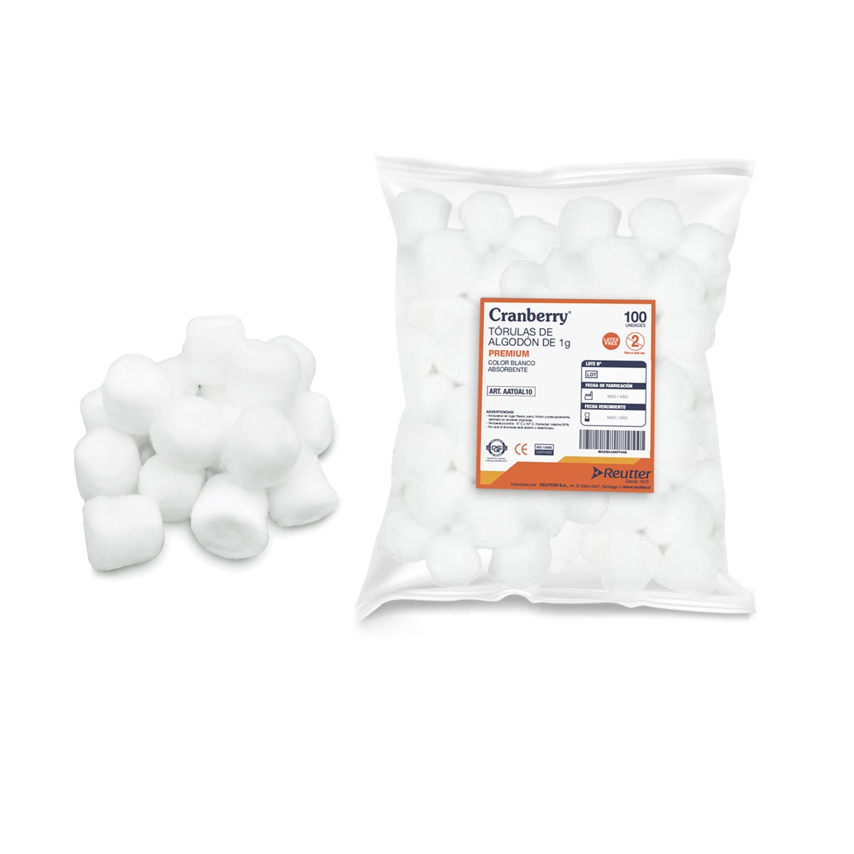 TORULAS DE ALGODON 1,0 GR X 100 UNIDADES