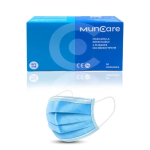 MUNCARE MASCARILLA DESECHABLE 3 PLIEGUES USO MEDICO TIPO IIR 1(50)