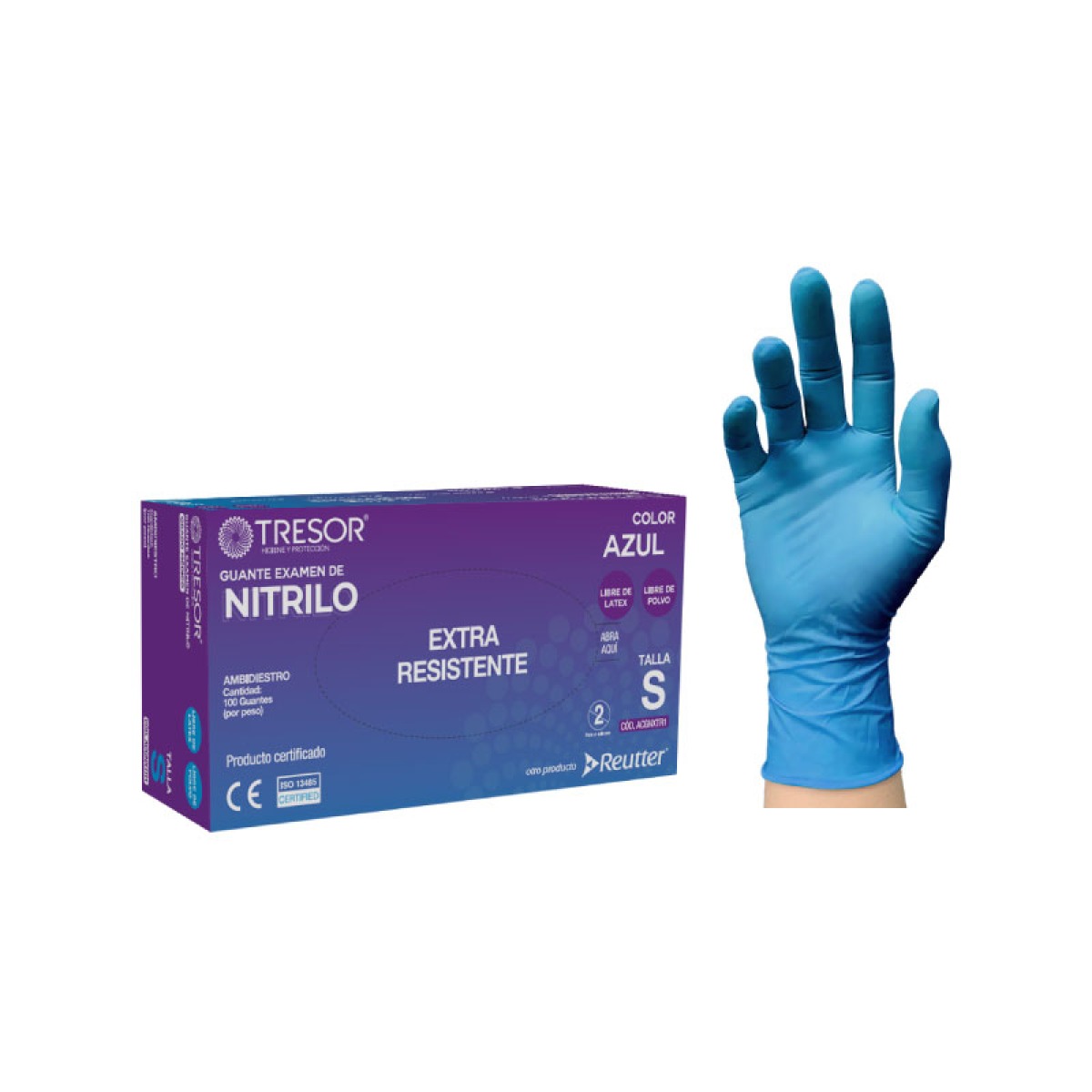 GUANTE DE NITRILO EXTRA RESISTENTE TRESOR X100 UNIDADES