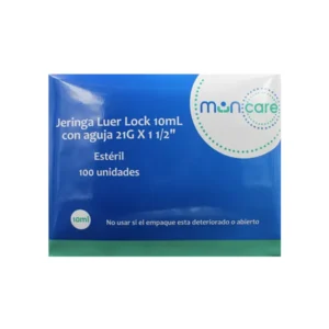 MUNCARE JERINGA LUER LOCK CON AGUJA 21GX1 1/2 10ML CAJA X 100 UNIDADES