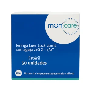 MUNCARE JERINGA LUER LOCK CON AGUJA 21G X 1 1/2 20ML CAJA X 50 UNIDADES