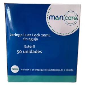 MUNCARE JERINGA LUER LOCK SIN AGUJA 20ML CAJA X 50 UNIDADES
