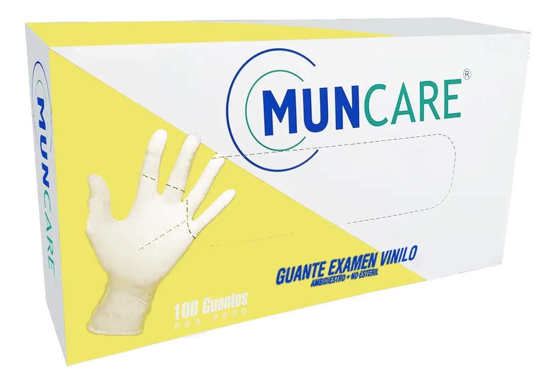 MUNCARE GUANTE VINILO SIN POLVO CAJA X 100 UNIDADES
